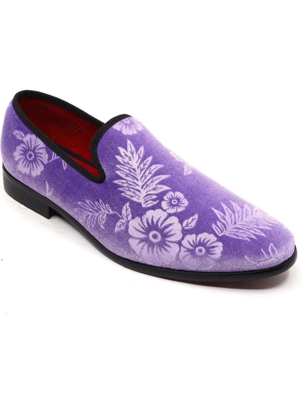 Metrocharm Men's Lavender Floral Loafers Penny Slip On Tuxedo Fashion Shoes